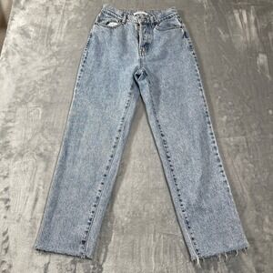 PacSun Jeans 23 High Waisted Straight Leg Light Wash Button Fly Raw Hem
